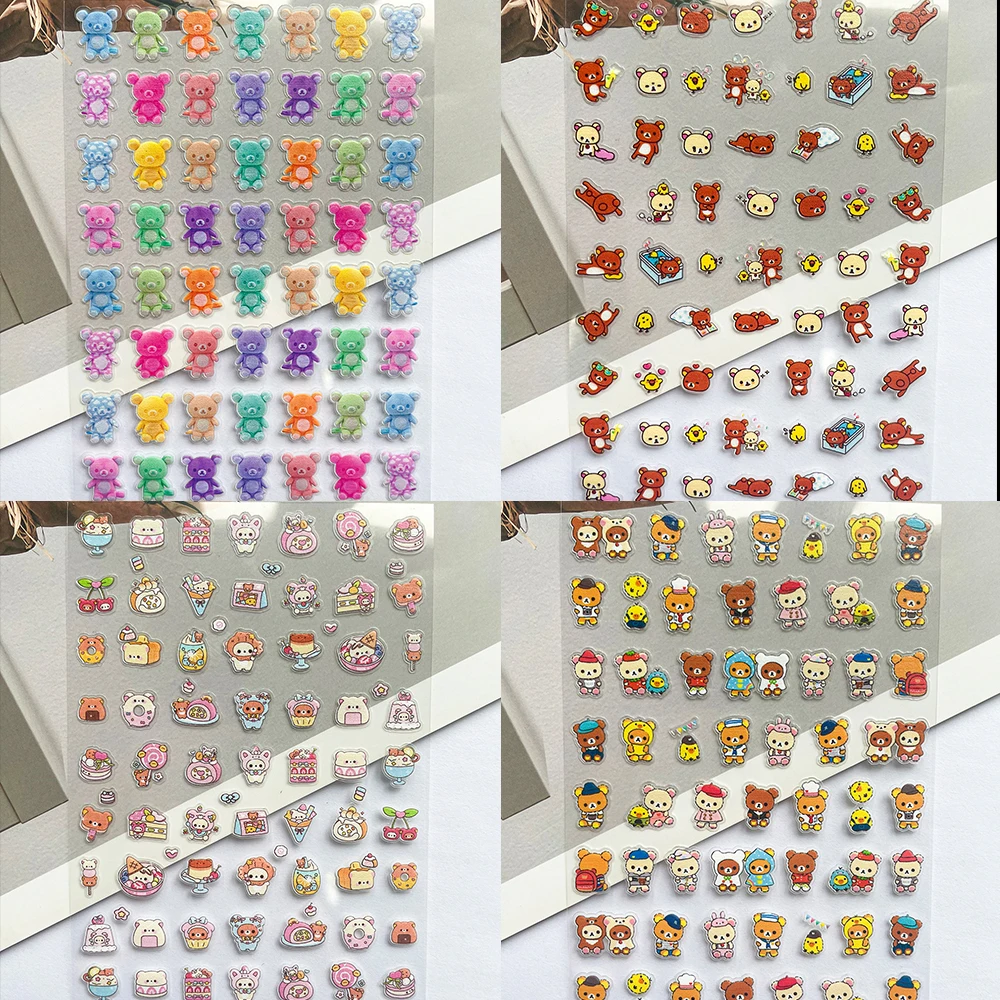 Nail Art Pink - Суперминиатюрные розовые наклейки Rilakkuma из ПВХ