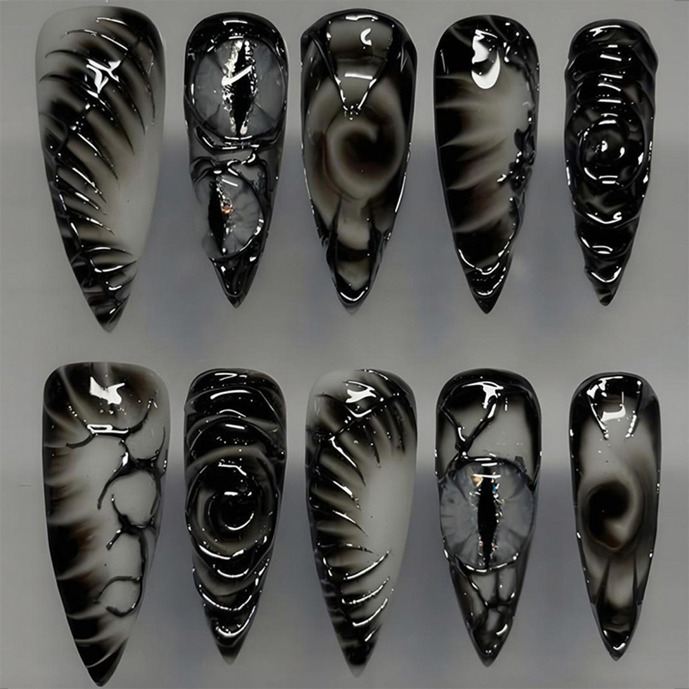 Nail Art Press On - Готические накладные ногти Stiletto, 30 шт.,