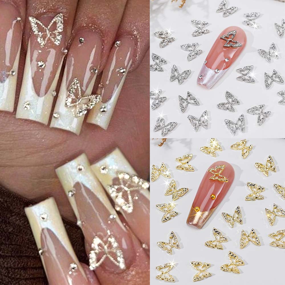 Nail Art Valentines Day - 20 шт. 3D изысканные полые стразы-бабочки,