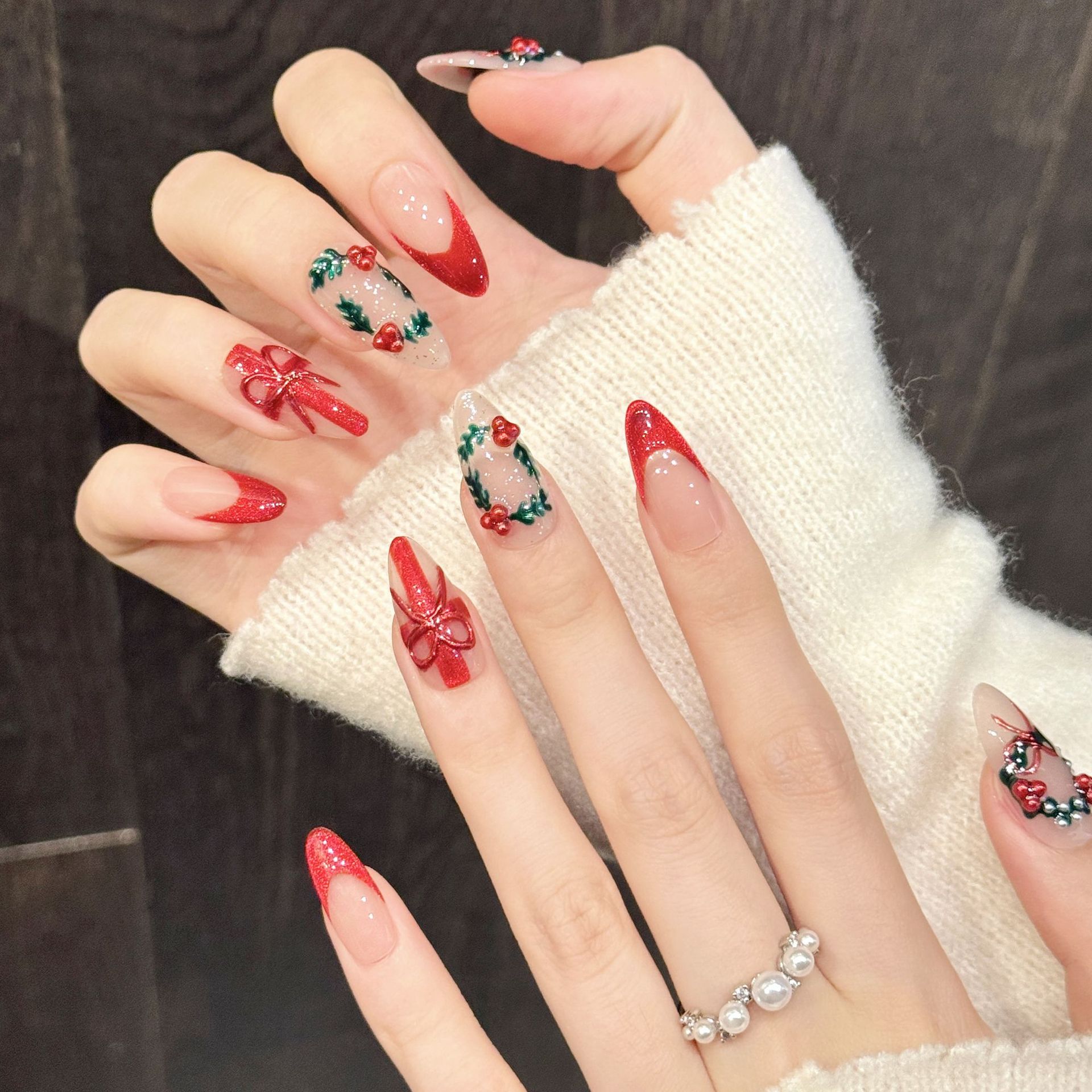 10 шт., рождественский красный – обзор и цена Nail Art Press On